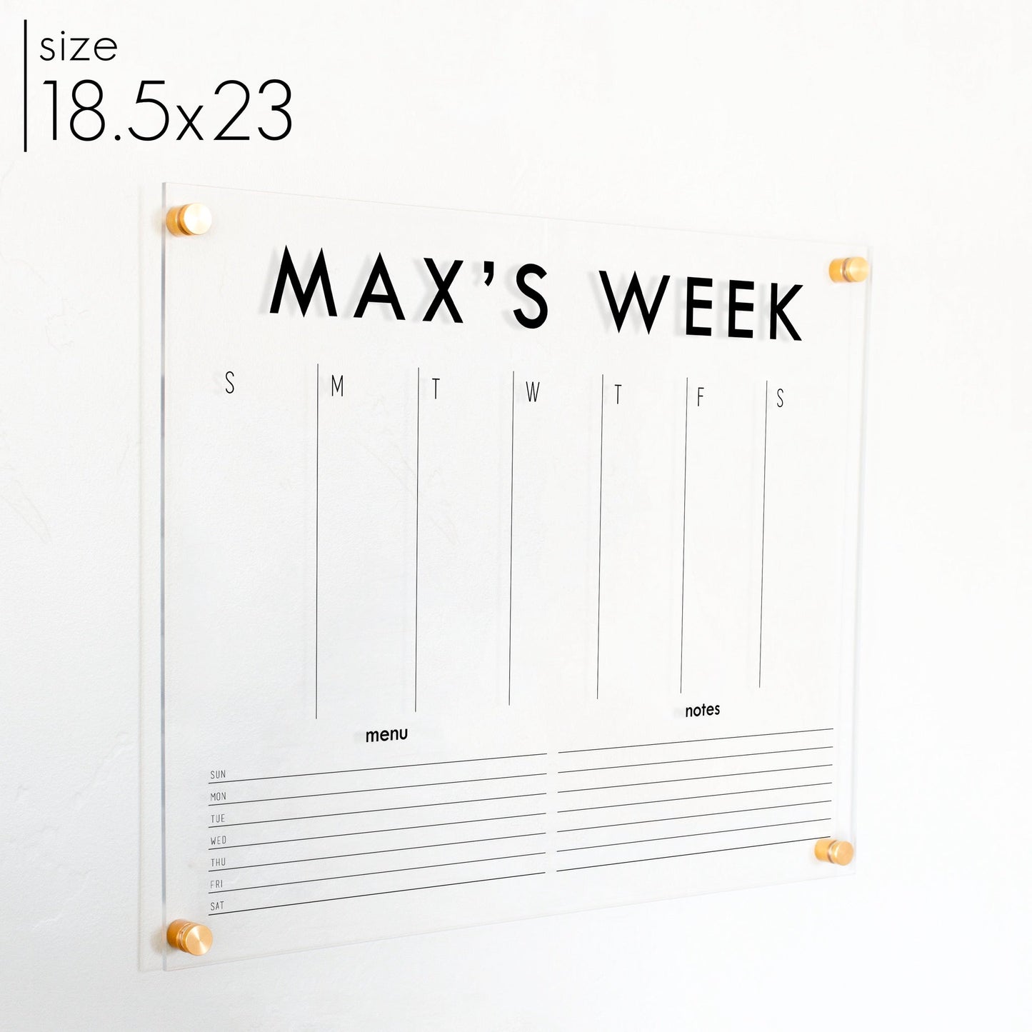 Weekly Acrylic Calendar