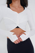 I Release Doubt  Long Sleeve Crop - White