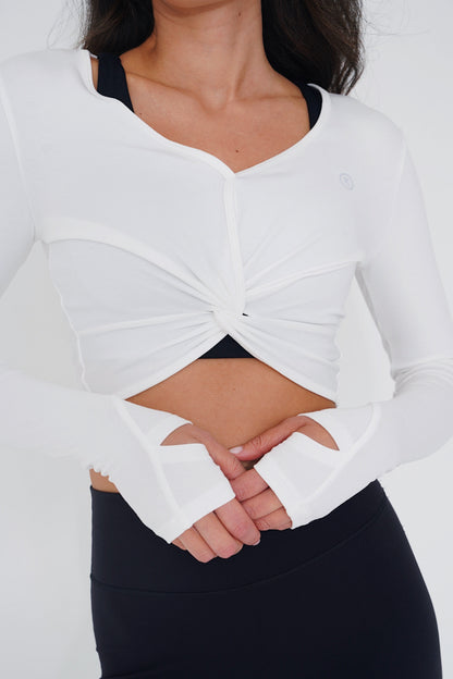 I Release Doubt  Long Sleeve Crop - White