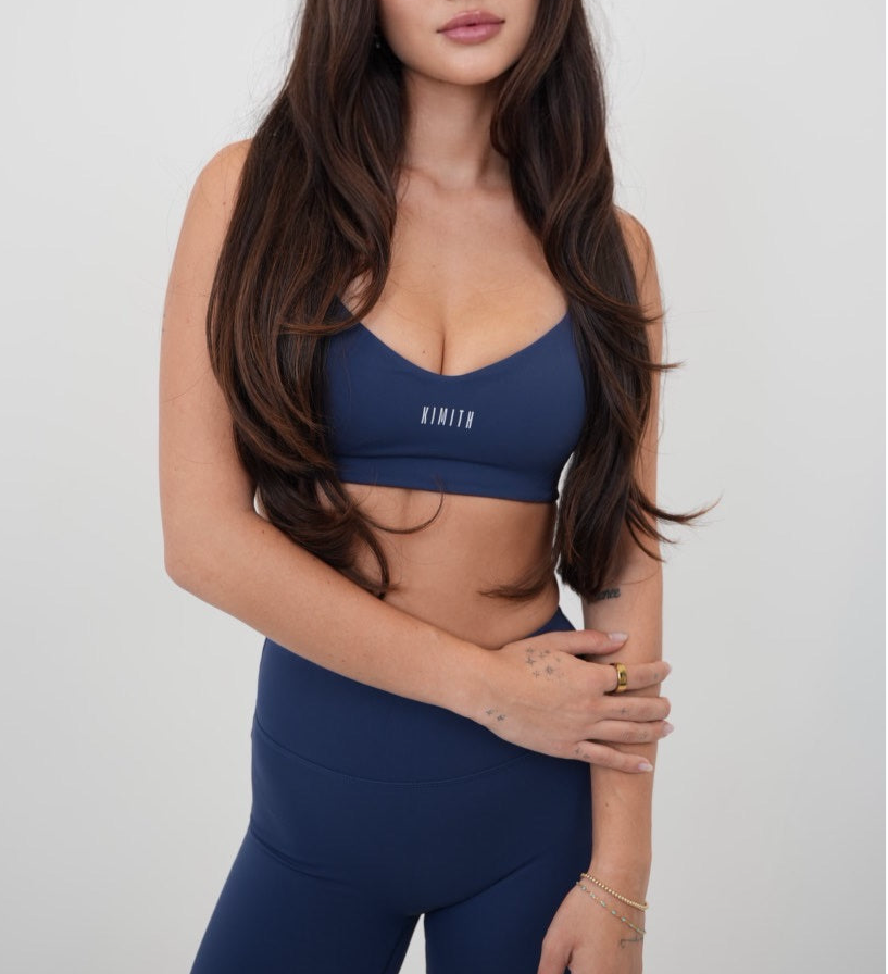 I Live in Luxury Sports Bra - Navy Blue