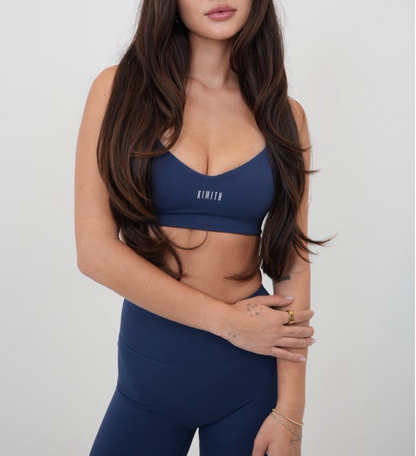 I Live in Luxury Sports Bra - Navy Blue